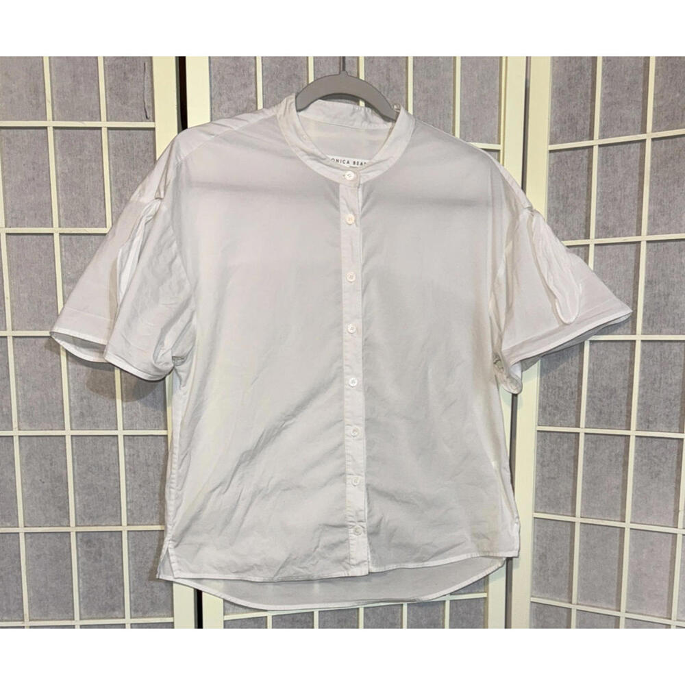 Veronica Beard Business Career Minimalist Designer White Button Down Blouse 6